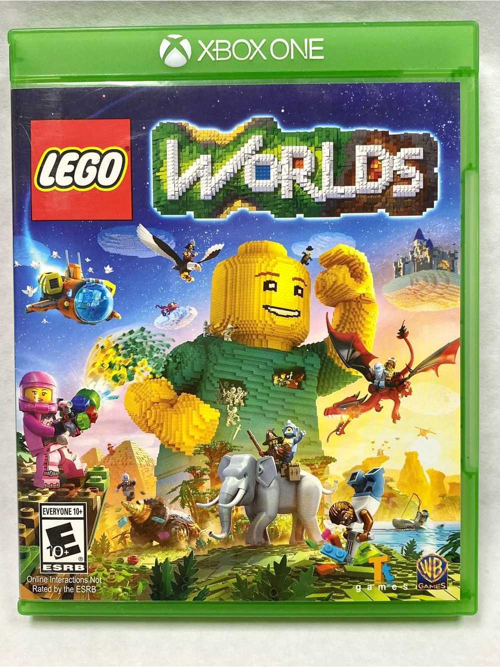 Lego Worlds Xbox One Game Case with Bright Green and Blue Accents